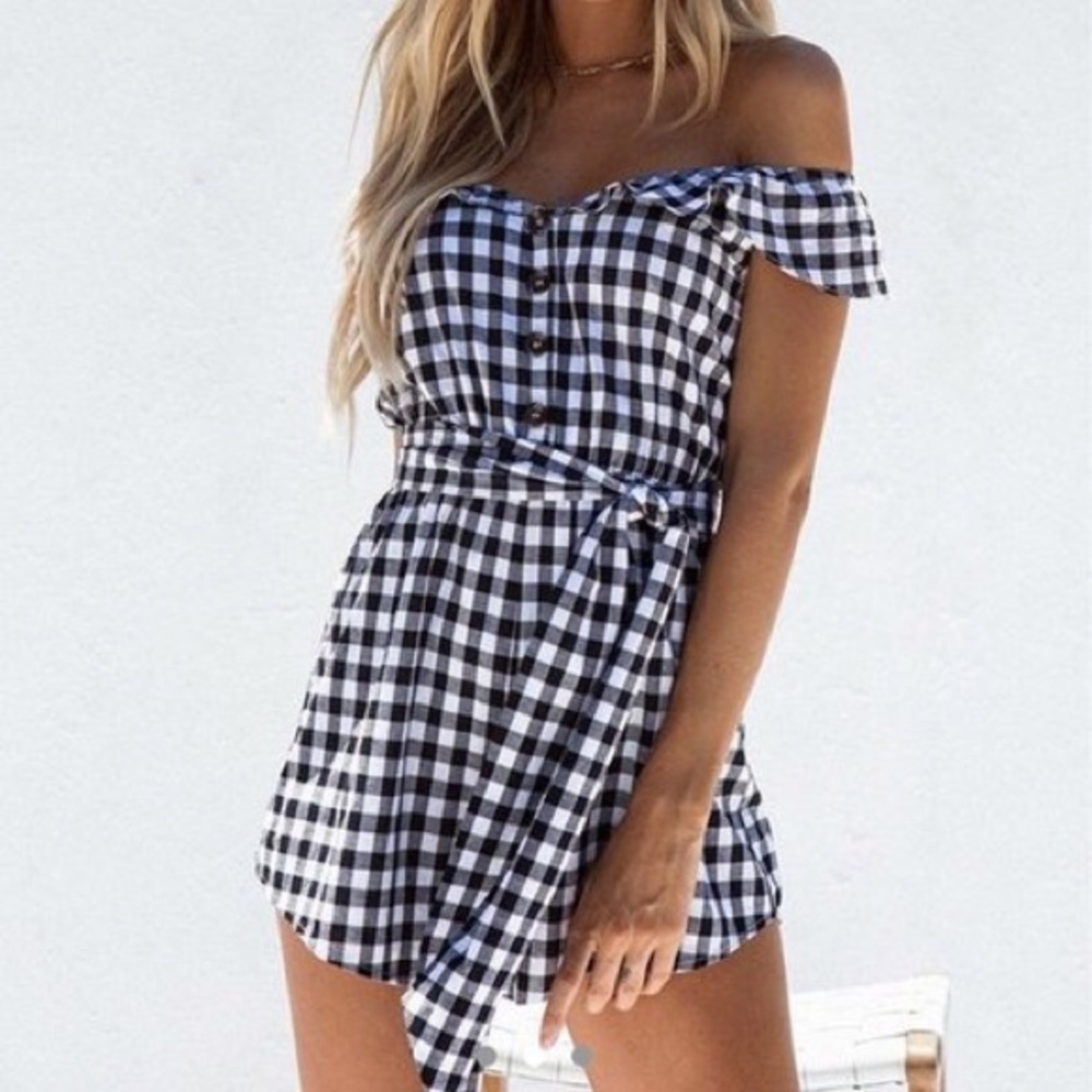 SaboSkirt black and white gingham romper